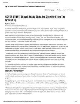 COVER STORY: Shovel Ready Sites Are Growing from the Ground Up