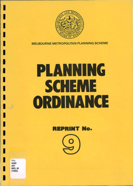 PLANNING SCHEME ORDINANCE REPRINT No.9 I~