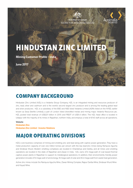 HINDUSTAN ZINC LIMITED Mining Customer Profile - India