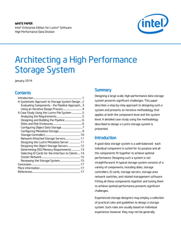 Architecting a High Performance Storage System