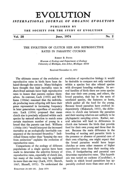 The Evolution of Clutch Size and Reproductive Rates in Parasitic Cuckoos