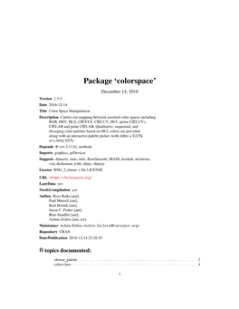 Package 'Colorspace'