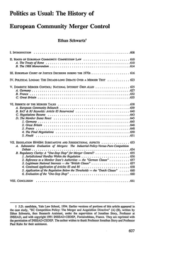 The History of European Community Merger Control