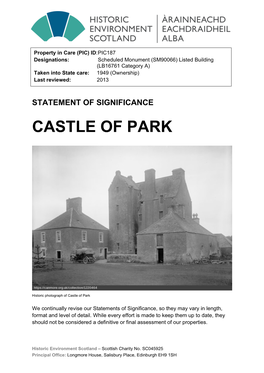 Castle of Park Statement of Significance