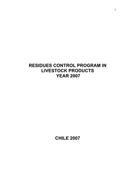 Residues Control Program in Livestock Products Year 2007