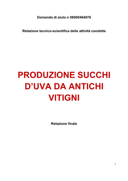 Produzione Succhi D'uva Da Antichi Vitigni