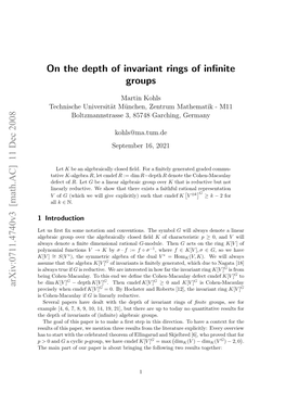 On the Depth of Invariant Rings of Infinite Groups