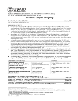 Pakistan Earthquake Fact Sheet #9