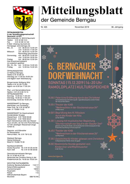 Mitteilungsblatt Der Gemeinde Berngaumitteilungsblatt - November 2019  Der Gemeinde Berngau