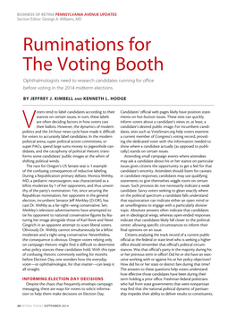 Ruminations for the Voting Booth Ophthalmologists Need to Research Candidates Running for Office Before Voting in the 2014 Midterm Elections