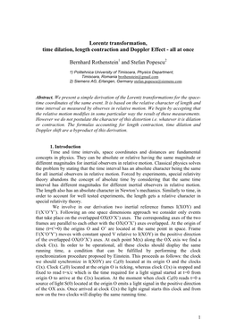 Lorentz Transformation, Time Dilation, Length Contraction and Doppler Effect - All at Once