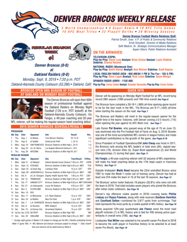 Denver Broncos Weekly Release Packet