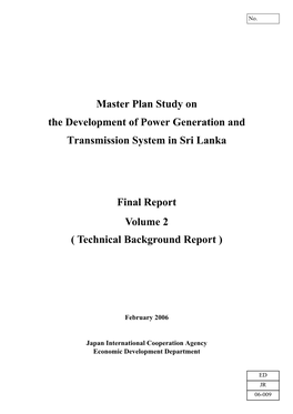Master Plan Study on the Development of Power Generation And