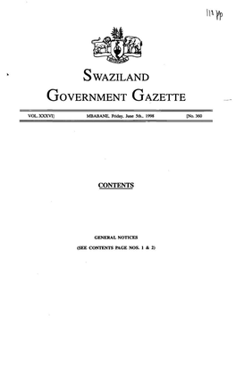 SWAZILAND Government GAZETTE