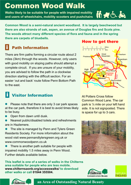 Common Wood Walk Walks Likely to Be Suitable for People with Impaired Mobility and Users of Wheelchairs, Mobility Scooters and Pushchairs