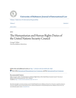 The Humanitarian and Human Rights Duties of the United Nations