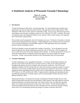 A Statistical Analysis of Wisconsin Tornado Climatology