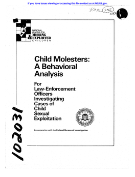 Child Molesters: a Behavioral Analysis for Law-Enforcement Officers Investigating Cases of Child Sexual Exploitation