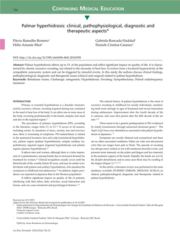 Palmar Hyperhidrosis: Clinical, Pathophysiological, Diagnostic and Therapeutic Aspects*