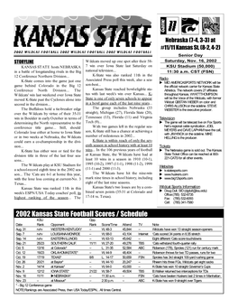 2002 Kansas State Football Scores / Schedule KSU Opp