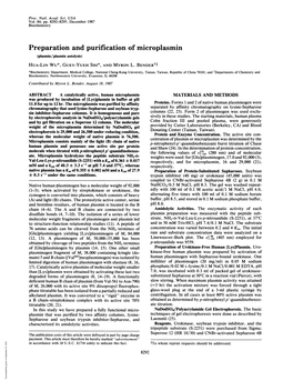 Preparation and Purification of Microplasmin (Plasmin/Plasmin Autolysis) HUA-LIN WU*, GUEY-YUEH SHI*, and MYRON L