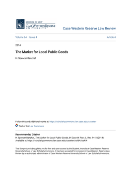 The Market for Local Public Goods