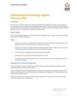 Hunterston B Monthly Report February 2018