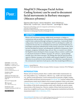 Can Be Used to Document Facial Movements in Barbary Macaques (Macaca Sylvanus)