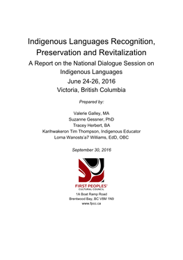 Indigenous Languages Recognition, Preservation and Revitalization