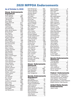 2020 MPPOA Endorsements As of October 6, 2020 Erik Mortensen