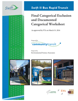 Swift II Bus Rapid Transit Final Categorical Exclusion And