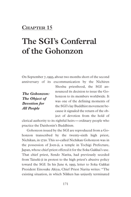 Chapter 15: the SGI's Conferral of the Gohonzon
