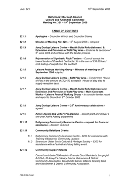 LAC. 321 19Th September 2006 1 Ballymoney