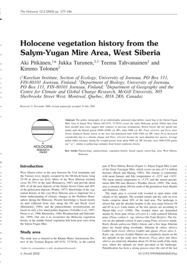 Holocene Vegetation History from the Salym-Yugan Mire Area, West Siberia