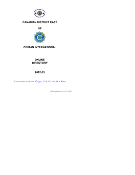 Canadian District East of Civitan International Online Directory 2012-13