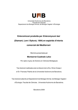 Enteromixosi Produïda Per Enteromyxum Leei (Diamant, Lom I