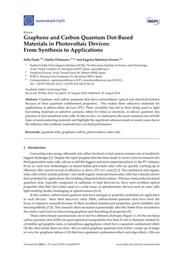 Graphene and Carbon Quantum Dot-Based Materials in Photovoltaic Devices: from Synthesis to Applications