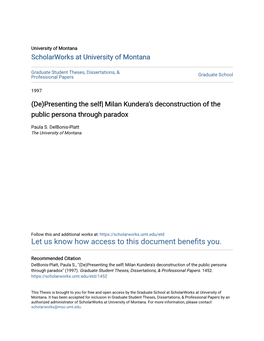 (De)Presenting the Self| Milan Kundera's Deconstruction of the Public Persona Through Paradox