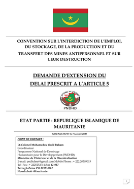 Demande D'ext Delai Prescrit a Demande D'extension Du Delai Prescrit a L'article 5 Tension Du a L'article 5