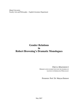 Gender Relations in Robert Browning's Dramatic Monologues