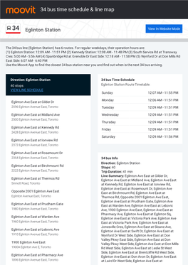 34 Bus Time Schedule & Line Route