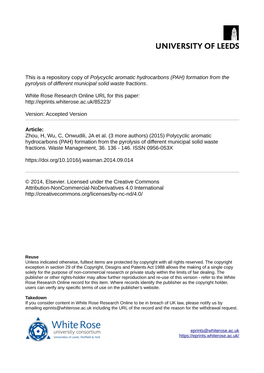 Polycyclic Aromatic Hydrocarbons (PAH) Formation from the Pyrolysis of Different Municipal Solid Waste Fractions