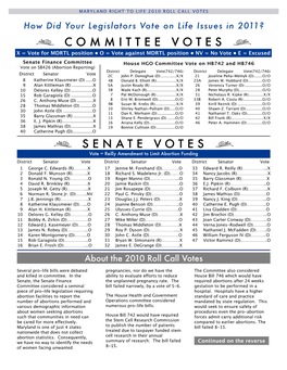 Committee Votes , . Senate Votes