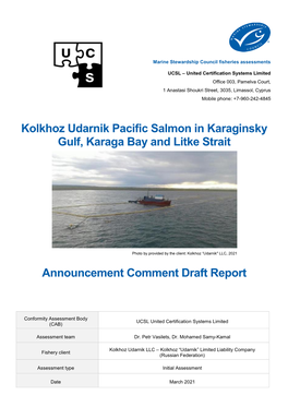 Kolkhoz Udarnik Pacific Salmon in Karaginsky Gulf, Karaga Bay and Litke Strait