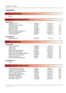 Commercial Air Transport Special Bulletins Sport