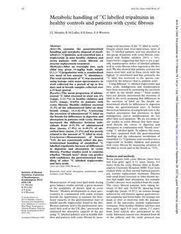 Metabolic Handling of 13C Labelled Tripalmitin in Healthy Controls And