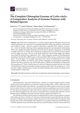 The Complete Chloroplast Genome of Catha Edulis:A Comparative