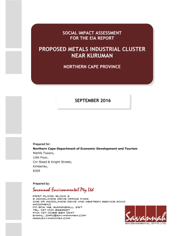 Proposed Metals Industrial Cluster Near Kuruman