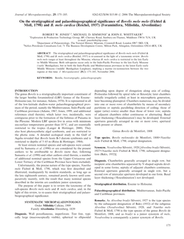 On the Stratigraphical and Palaeobiogeographical Significance