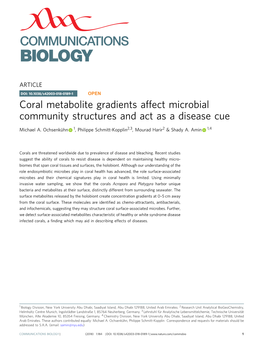 Coral Metabolite Gradients Affect Microbial Community Structures and Act As a Disease Cue